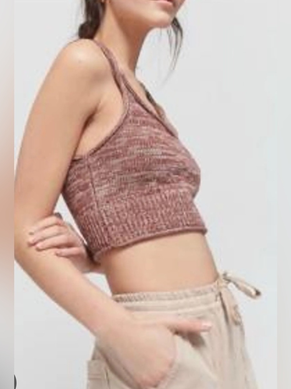 Urban Outfitters Brown Marled Mauve Knit Crop Tank Size-Small Y2K Boho